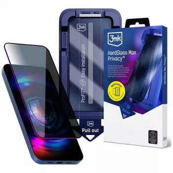 3MK HardGlass MaxPrivacy Privacy Screen Protector for Apple iPhone 16 Pro / 17 with Applicator - Black