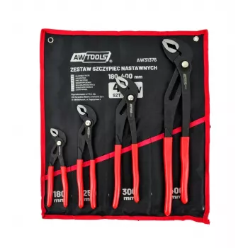 AWTOOLS 4 darabos állítható csavarkulcs-készlet (7 inch, 10 inch, 12 inch, 16 inch) króm-vanádium acélból, ergonomikus markolattal