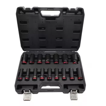 AWTOOLS Black Line ütődugókulcs-készlet 1/2, 16 db, 10-32 mm, hosszú