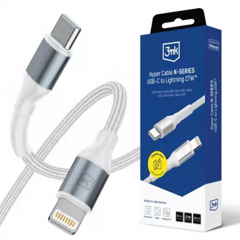 3mk Hyper Cable N-SERIES USB-C–Lightning kábel 0,5 m PD 3.0 9V/3A 27W fehér