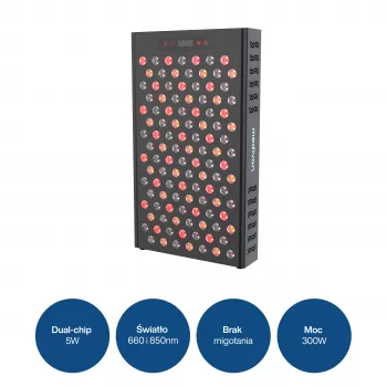 MEDIVON Lumera Plus LED fényterápiás panel testre, vörös és infravörös fény, 224 LED, 630–1060 nm, fekete
