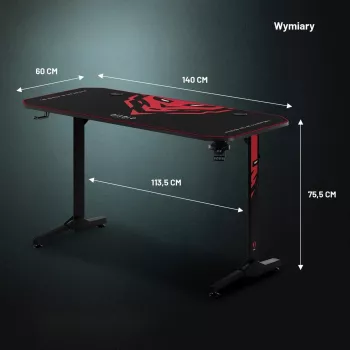 Diablo X-Mate 1400 gaming íróasztal 140 cm x 60 cm fekete