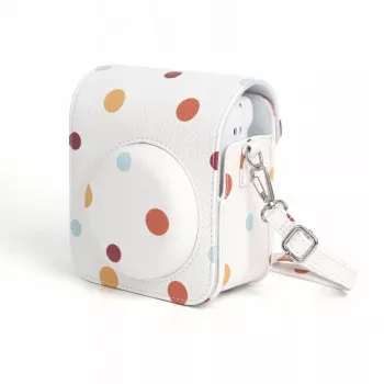 LOVEINSTANT pöttyös PU-bőr tok Fujifilm Instax Mini 12-höz, levehető hordozópánttal, mágneses zárral