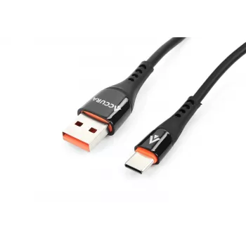 Accura USB-A–USB-C 2,0 m gumírozott kábel 5V/2A fekete