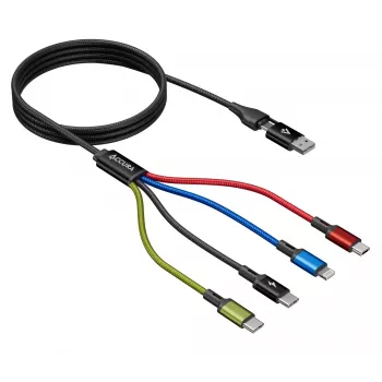 Accura 8 az 1-ben töltőkábel USB-A/USB-C–2x USB-C, Lightning, Micro USB, 3.0A, 1,2 m, fekete