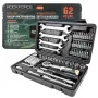 ROCKFORCE 1/4 inch hajtású 62 részes króm-vanádium dugókulcs- és bitkészlet