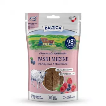 BALTICA bárányhús-csíkok málnával – gabonamentes kutyacsemege – 90 g