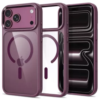 Tech-Protect Magmat MagSafe CC tok iPhone 17 Pro / 18 Pro készülékhez - sötét meggypiros/átlátszó