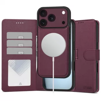 TECH-PROTECT MagSafe pénztárca iPhone 17 Pro Max / 18 Pro Max – eper, RFID-védelem, 3 kártyához