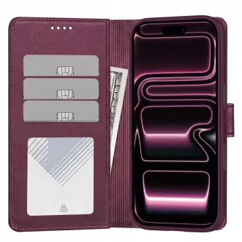 TECH-PROTECT MagSafe pénztárca iPhone 17 Pro Max / 18 Pro Max – eper, RFID-védelem, 3 kártyához