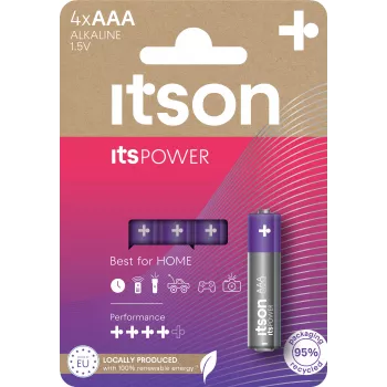 ITSON LR03IPO/4CP alkáli AAA elemek, 1,5 V, 4 darabos buborékcsomag
