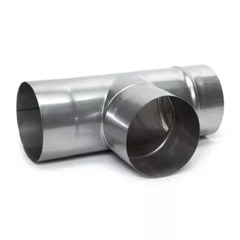 Horganyzott acél kéményhuzat T-idom csatlakozó 107mm x 160mm 90°