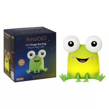 INNOGIO GIOFROGO béka LED éjjeli lámpa GIO-165 - újratölthető szilikonlámpa érintésvezérléssel, 7 szín, időzítő