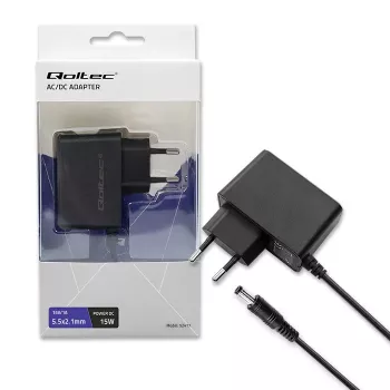 Qoltec PREMIUM 15W 15V 1A AC/DC tápegység 5,5x2,1mm DC csatlakozóval
