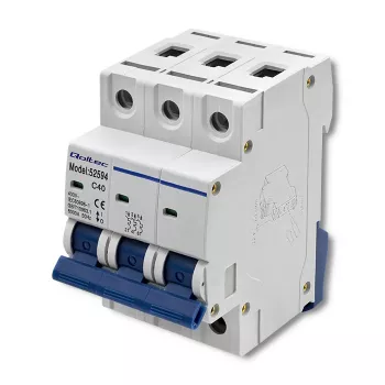 Qoltec 40A 3 pólusú kismegszakító C karakterisztikával MCB 4,5kA DIN sínre