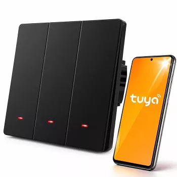 Qoltec 3 csatornás okos Wi-Fi érintéses világításkapcsoló, fekete
