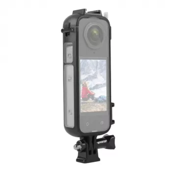 PULUZ PU979B védőtok tartóval és kettős hidegcipővel Insta360 X4-hez – fekete