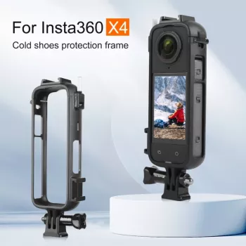 PULUZ PU979B védőtok tartóval és kettős hidegcipővel Insta360 X4-hez – fekete