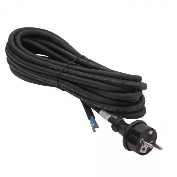 Akyga AK-OT-04S gumi tápkábel H05RR-F 3 x 1,5 mm², CEE-7/7 dugó nyitott végre, 5 m, fekete