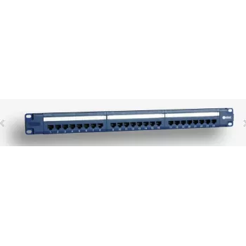 EMITERNET 19 inch 24 portos Cat.6 UTP patchpanel kábelmenedzsmenttel, kék, PoE