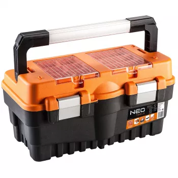 NEO TOOLS 18 szerszámosláda TOP-84-102 | konzolos szervező 2 polccal és fémzárakkal