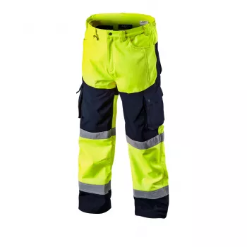 NEO TOOLS Softshell láthatósági nadrág, fluoreszkáló sárga, XL méret