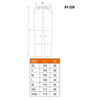 NEO Tools 81-228-XXL védőnadrág, szürke/fekete, XXL, 65% poliészter 35% pamut, 267 g/m², 10 zseb, megerősített térd, fényvisszaverő elemek, EN ISO 13688:2013