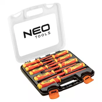 NEO TOOLS 04-142 1000V szigetelt csavarhúzó-készlet, 9 részes, VDE-tanúsított, lapos, Phillips, Pozidriv, feszültségmérő, ergonomikus kétkomponensű markolat, mágneses hegyek
