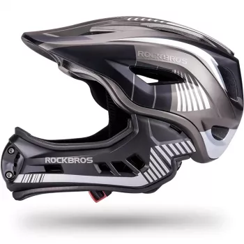 Rockbros TT-32SBTG-S gyermek kerékpáros sisak, levehető állvédővel, S méret, szürke