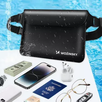 WOZINSKY WWS-01 vízálló PVC deréktáska, fekete