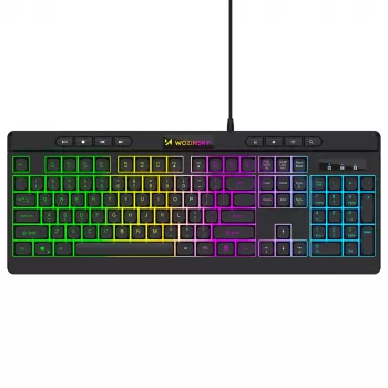 Wozinsky WKG-1044 vezetékes gamer billentyűzet, membrán, RGB háttérvilágítás, fekete, teljes méretű elrendezés, USB-A, 104 gomb, anti-ghosting