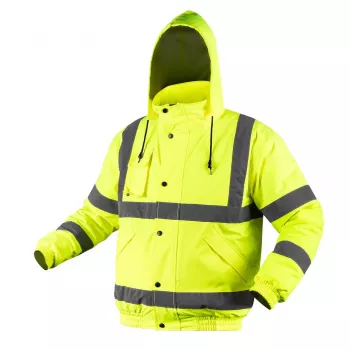 NEO TOOLS láthatósági könnyű szigetelt bomber munkadzseki, fluoreszkáló sárga, S méret