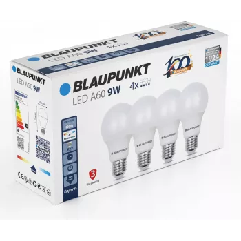 Blaupunkt LED izzó E27 A60 900 lm 9W 4000K, 4 darab (BLAUPUNKT-E27-9W-NW-4)