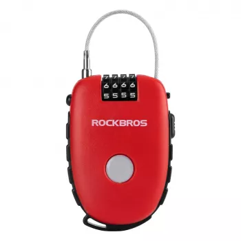 Rockbros Retractable Cable Lock 32420981001 piros - 3 számjegyű számzár, 90 cm fonott acél