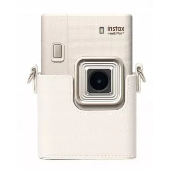 LOVEINSTANT szürke PU-bőr védőtok Fujifilm Instax Mini LiPlay+ hibrid azonnali fényképezőgéphez vállszíjjal