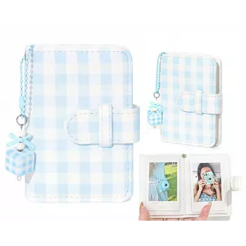 LOVEINSTANT zsebfotóalbum 28 Instax Mini és Zink fotóhoz, kockás kék
