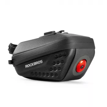 ROCKBROS C59 nyeregtáska kemény héjjal és 250 mAh lámpával, fekete