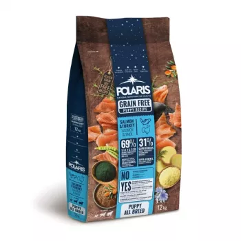 POLARIS kölyökkutya-szárazeledel lazaccal és pulykával, gabonamentes, 12 kg-os zsák