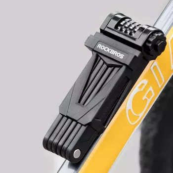 ROCKBROS LFCXR0085 kombinációs zárral ellátott összecsukható kerékpárzár, fekete
