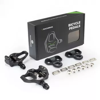 RockBros LP-R LOOK KEO kompatibilis országúti kerékpáros cipőpatent - fekete, 6° float, nejlon kompozit, szerelékanyaggal