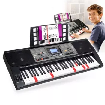 MK 816 61 gombos elektronikus MIDI keyboard oktatáshoz, 128 hang, 128 ritmus, felvétel, LED-kijelző, USB-MIDI, fejhallgató-kimenet, mikrofonbemenet, hálózati adapterrel