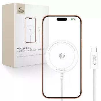 TECH-PROTECT A54 mágneses MagSafe vezeték nélküli töltő 25W Qi2.2 fehér