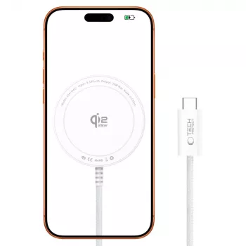 TECH-PROTECT A54 mágneses MagSafe vezeték nélküli töltő 25W Qi2.2 fehér