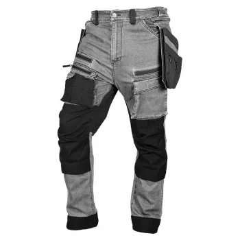NEO TOOLS DENIM munknadrág XXL szürke Cordura megerősítéssel és levehető szerszámtartó zsebekkel