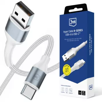 3mk Hyper Cable N-SERIES USB-A - USB-C 1m 18W fehér