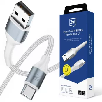 3mk Hyper Cable N-SERIES USB-A - USB-C 1m 18W fehér