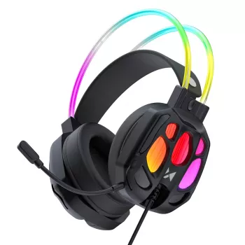Wozinsky WSG-1118 vezetékes gamer headset RGB világítással és mikrofonnal - fekete