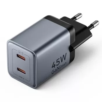VENTION GaN 90W Dual-USB-C fali töltő (45W+45W) - fekete