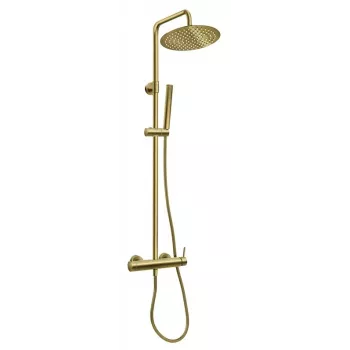 FERRO Ciriculus termosztátos zuhany szett 250mm esőzuhannyal, kefélt arany