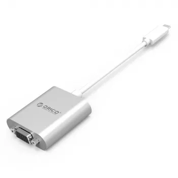 ORICO PTAV USB-C VGA és 3,5 mm-es audio adapter, Full HD 1080p, 15 cm, ezüst
